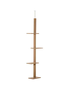 PawHut 260cm Floor To Ceiling Cat Tree for Indoor Cats w/ Three Platforms Activity Centre - Brown