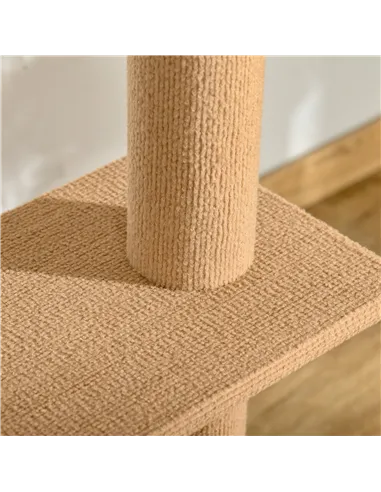 PawHut 260cm Floor To Ceiling Cat Tree for Indoor Cats w/ Three Platforms Activity Centre - Brown