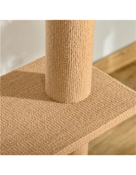 PawHut 260cm Floor To Ceiling Cat Tree for Indoor Cats w/ Three Platforms Activity Centre - Brown