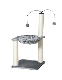 PawHut 83cm Cat Tree Tower for Indoor Cats w/ Sisal Scratching Post Hammock Hanging Toy Activity Centre - Grey