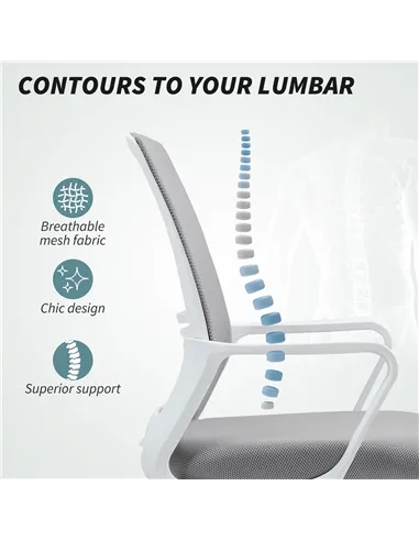 HOMCOM Draughtsman Chair, Mesh Drafting Chair, Ergonomic Office Chair with Lumbar Support, Adjustable Foot Ring, Grey