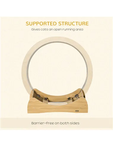 PawHut 30" Wooden Cat Running Wheel with Brake, Natural Wood Finish