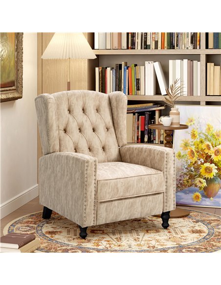 HOMCOM Chesterfield-Style Reclining Armchair - Beige