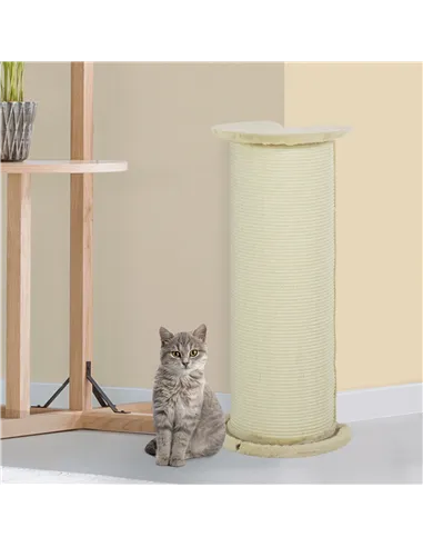 PawHut 85cm Tall Cat Scratching Post, with Sisal Rope, Soft Plush, Anti Tip - Beige