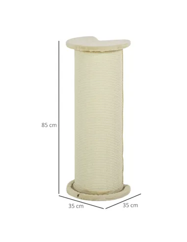 PawHut 85cm Tall Cat Scratching Post, with Sisal Rope, Soft Plush, Anti Tip - Beige