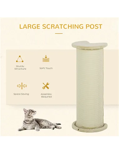PawHut 85cm Tall Cat Scratching Post, with Sisal Rope, Soft Plush, Anti Tip - Beige