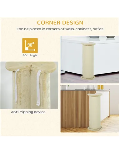 PawHut 85cm Tall Cat Scratching Post, with Sisal Rope, Soft Plush, Anti Tip - Beige