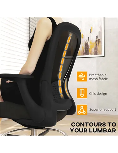 HOMCOM Draughtsman Chair, Mesh Drafting Chair, Ergonomic Office Chair with Flip-up Armrest, Adjustable Foot Ring, Black