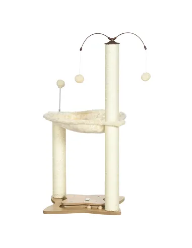 PawHut Cat Tree, with Scratching Posts, Hammock, Toy Ball - Beige