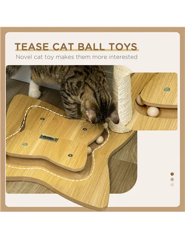 PawHut Cat Tree, with Scratching Posts, Hammock, Toy Ball - Beige