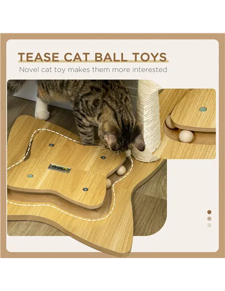 PawHut Cat Tree, with Scratching Posts, Hammock, Toy Ball - Beige