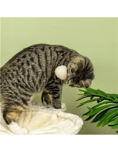 PawHut Cat Tree, with Scratching Posts, Hammock, Toy Ball - Beige