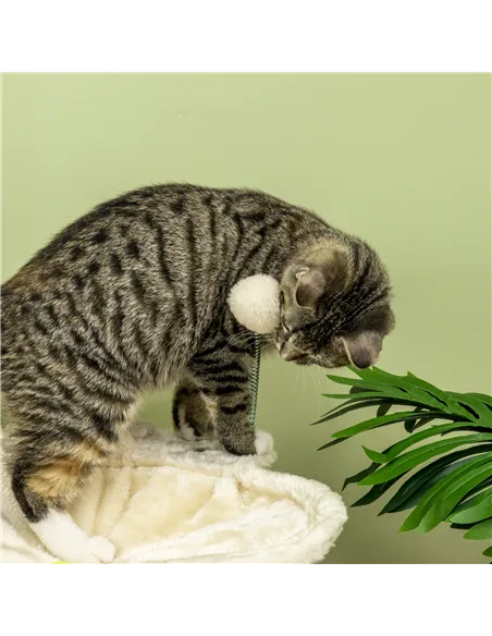 PawHut Cat Tree, with Scratching Posts, Hammock, Toy Ball - Beige