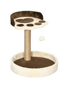 PawHut 44cm Cat Tower, Cat Tree for Indoor Cats, with Sisal Cat Scratching Post, Toy Ball - Brown