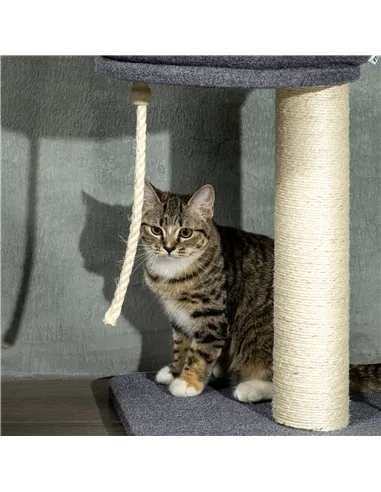 PawHut 240-270cm Floor-To-Ceiling Cat Tree, 5 Tier Cat Climbing Tower, with Bed, Hammock, Platforms, Dark Grey and Cream