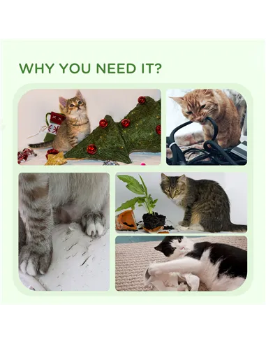 PawHut 42cm Indoor Cat Tree, with Toy Balls, Jute Scratching Post - White