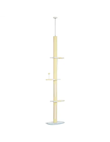 PawHut 260cm Adjustable Floor-To-Ceiling Cat Tree w/ Anti-Tipping Kit, Toy Ball