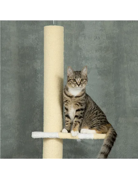 PawHut 260cm Adjustable Floor-To-Ceiling Cat Tree w/ Anti-Tipping Kit, Toy Ball