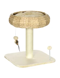 PawHut 51cm Cat Tree Kitten Tower, with Sisal Scratching Post, Top Bed, Toy Ball