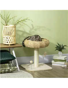 PawHut 51cm Cat Tree Kitten Tower, with Sisal Scratching Post, Top Bed, Toy Ball 2