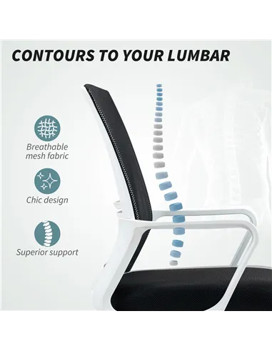 HOMCOM Draughtsman Chair, Mesh Drafting Chair, Ergonomic Office Chair with Lumbar Support, Adjustable Foot Ring, Black