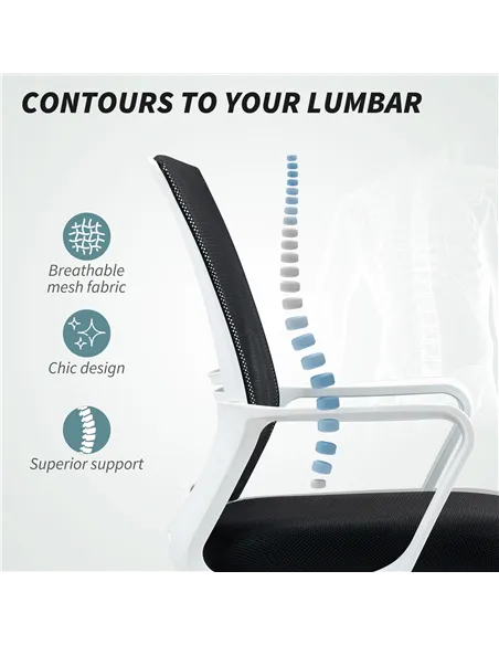 HOMCOM Draughtsman Chair, Mesh Drafting Chair, Ergonomic Office Chair with Lumbar Support, Adjustable Foot Ring, Black