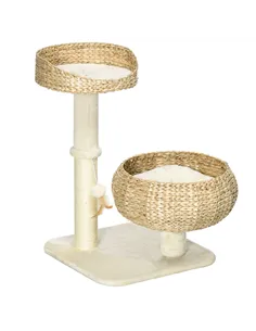 PawHut 72cm Cat Tree Kitten Tower, with Sisal Scratching Post, Two Beds, Toy Ball