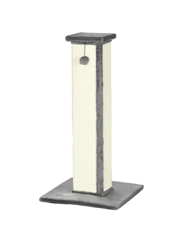 PawHut 81cm Cat Scratcher, Vertical Full Scratcher w/ Natural Sisal Rope, Hanging Ball, Soft Plush - Grey