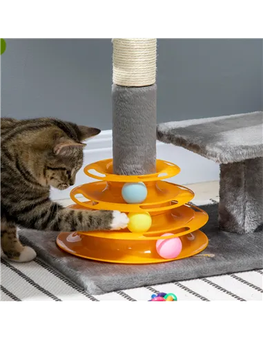 PawHut 56cm Cat Tree Tower Activity Centre, Climbing Stand Kitten House Furniture w/ Scratching Posts, Toy Ball - Grey
