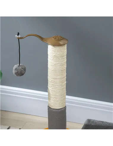 PawHut 56cm Cat Tree Tower Activity Centre, Climbing Stand Kitten House Furniture w/ Scratching Posts, Toy Ball - Grey
