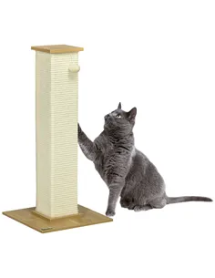 PawHut 80cm Scratching Post, with Toy Ball, Sisal Rope - White