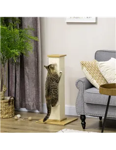 PawHut 80cm Scratching Post, with Toy Ball, Sisal Rope - White 2