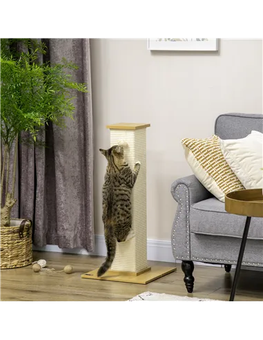 PawHut 80cm Scratching Post, with Toy Ball, Sisal Rope - White