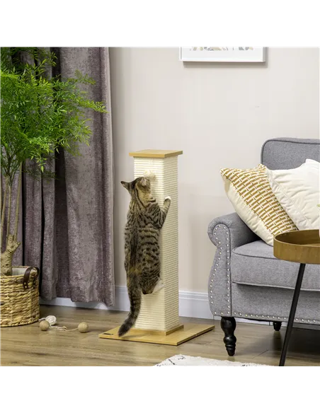 PawHut 80cm Scratching Post, with Toy Ball, Sisal Rope - White