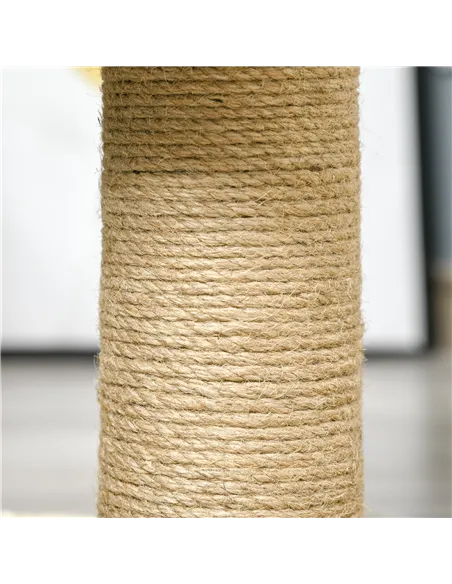PawHut 56cm Cat Tree for Indoor Cats, with Scratching Post, Tunnel, Toy Ball - Beige