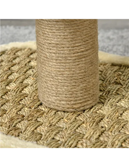 PawHut 56cm Cat Tree for Indoor Cats, with Scratching Post, Tunnel, Toy Ball - Beige