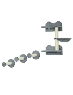 PawHut 4 Piece Cat Shelf with Scratching Post, Wall-Mounted Cat Tree for Indoor Cat - Grey