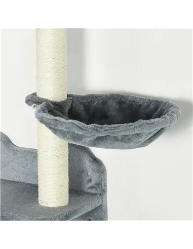 PawHut 4 Piece Cat Shelf with Scratching Post, Wall-Mounted Cat Tree for Indoor Cat - Grey