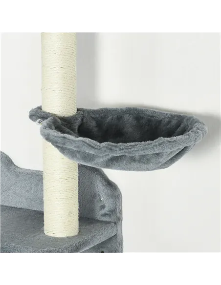 PawHut 4 Piece Cat Shelf with Scratching Post, Wall-Mounted Cat Tree for Indoor Cat - Grey