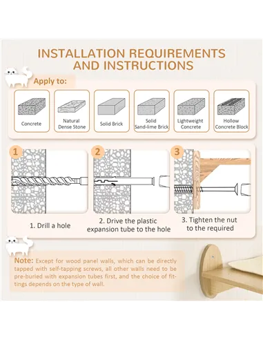 PawHut 8 Piece Cat Shelves Set, with Cat House, Three Perches, Three Scratching Posts