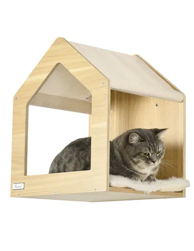 PawHut 8 Piece Cat Shelves Set, with Cat House, Three Perches, Three Scratching Posts