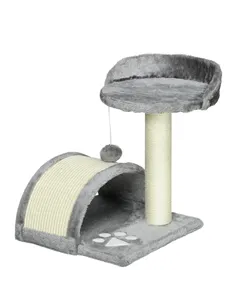 PawHut Cat Tree, Kitten Scratcher Activity Centre, with Sisal Scratching Post, Toy Ball - Grey