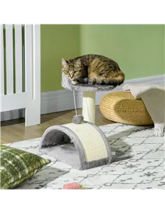 PawHut Cat Tree, Kitten Scratcher Activity Centre, with Sisal Scratching Post, Toy Ball - Grey 2
