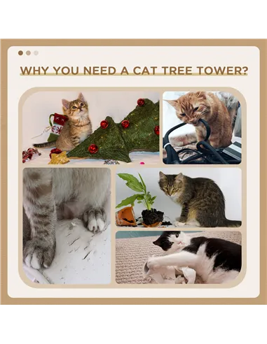 PawHut Cat Tree, Kitten Scratcher Activity Centre, with Sisal Scratching Post, Toy Ball - Grey