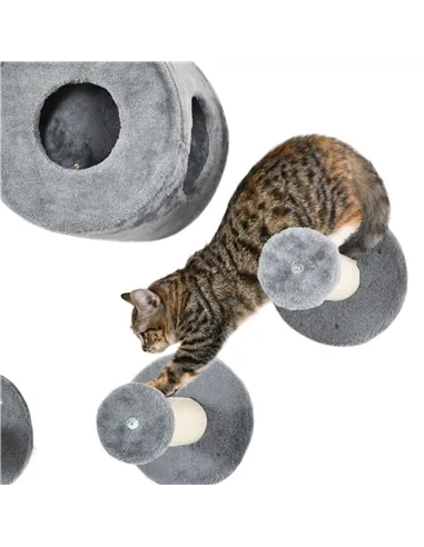 PawHut 5PCs Cat Wall Furniture with Perch, Cat House, Scratching Post