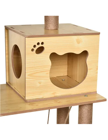 PawHut 130cm Cat Tree for Indoor Cats, Multi-Level Plush Cat Tower, with Five Scratching Posts, Two Perches, Cat House, Hammock
