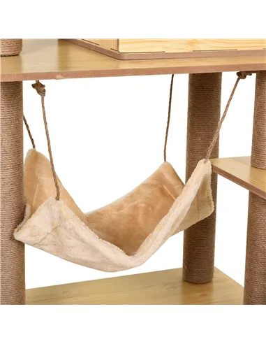 PawHut 130cm Cat Tree for Indoor Cats, Multi-Level Plush Cat Tower, with Five Scratching Posts, Two Perches, Cat House, Hammock