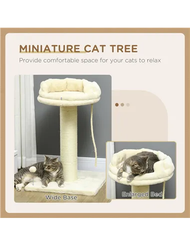 PawHut Cat Tree, with Sisal Wrapped Scratching Post - Cream