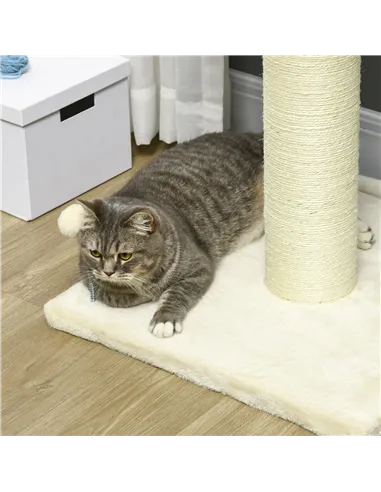 PawHut Cat Tree, with Sisal Wrapped Scratching Post - Cream