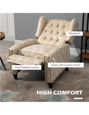 HOMCOM Chesterfield-Style Reclining Armchair - Beige